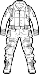outline illustration of Firefighter Uniform  for coloring page