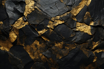 Thick gold vein within a wall of slate, surface material texture