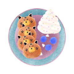 팬케이크,Pancake,Cat,Creamy,Blueberry