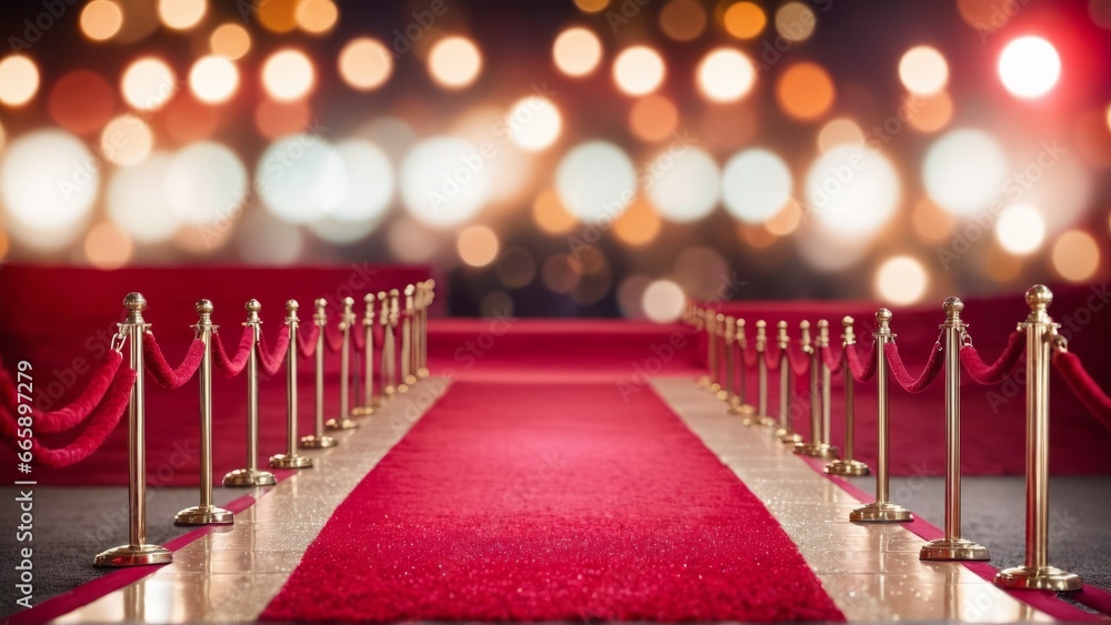 Wall mural red carpet on a stage with lights