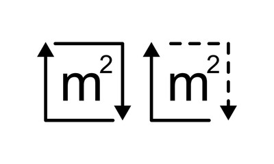 m2 unit  with arrow logo vector design. Suitable for measure label