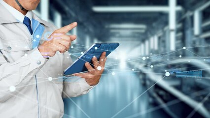 Engineers using tablet at the factory and digital network concept. - Powered by Adobe