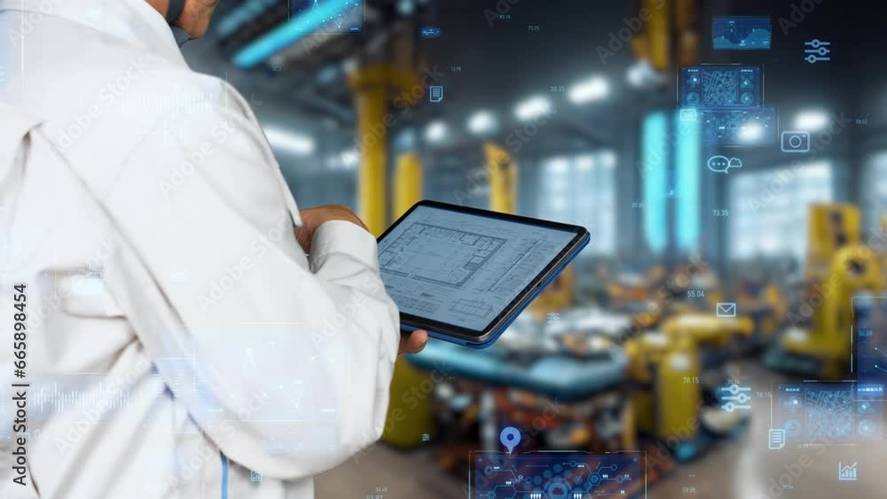 Leinwandbilder engineer using tablets at the factory and digital data concept.