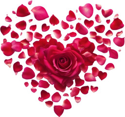 Fototapeta na wymiar A cute heart is created by arranging small rose petals