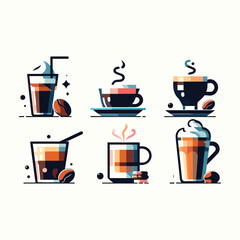 vector minimal coffee logo collection and template illustration