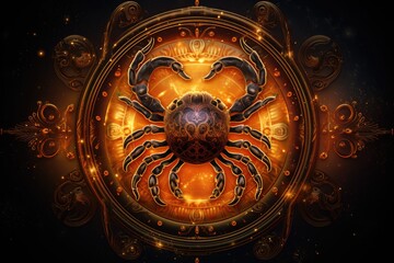 Zodiac Cancer Symbol Cancer Crab Cancer is an astrological sign. The constellation of the Crab - obrazy, fototapety, plakaty