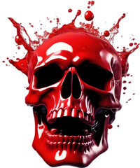 A terrifying red skull with blood splattered on the back.  - obrazy, fototapety, plakaty