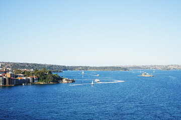 Fototapeta na wymiar Seascape of Sydney Bay in New South Wales, Australia - オーストラリア ニューサウスウェールズ シドニー湾