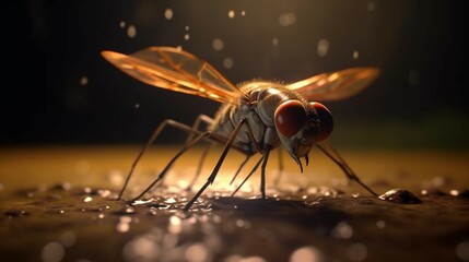 dead mosquito upside down wings fallen apart 8k very generative ai - obrazy, fototapety, plakaty