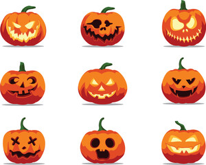 set of halloween pumpkins