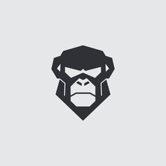 Cute simple apes monkey face head logo vector isolated on white background © Simple