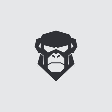 Cute simple apes monkey face head logo vector isolated on white background