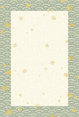 Obraz premium 和風のフレーム・背景素材1（はがきサイズ・青海波・金箔）