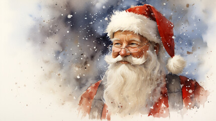  Portait of Santa Claus, Watercolor Santa Claus, Santa Claus on a White Background
