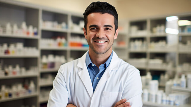 Male Pharmacist in a Pharmacy, Portrait of a Pharmicist