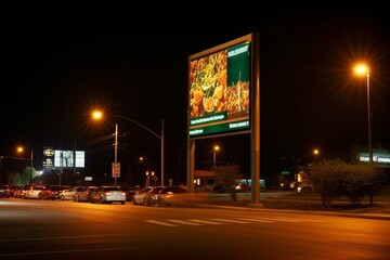 billboard sign with outdoor pole lighting. Generative AI