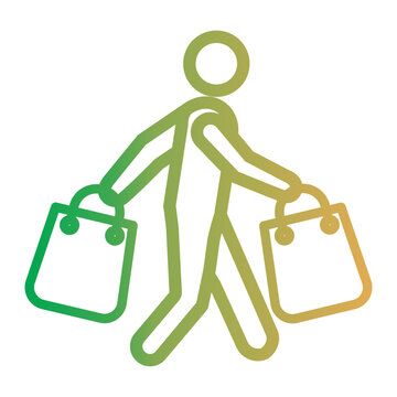 oerson with green shopping bag icon. shopping concept