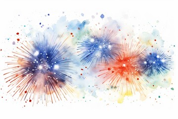 Fireworks, background, frame, watercolor illustration. Generative AI