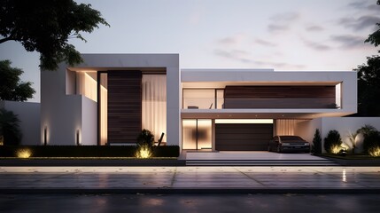 modern residential minimalist exterior architecture 3d rendered
