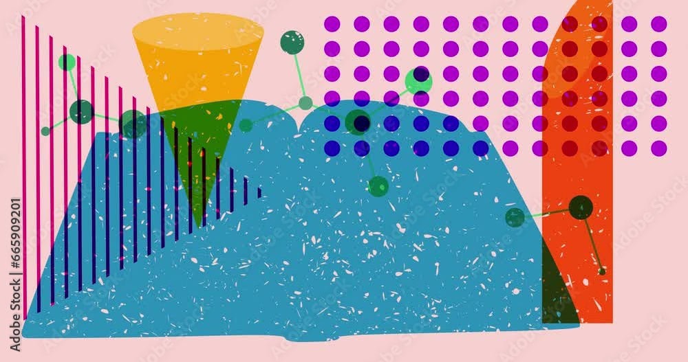Poster book and colorful geometric shapes animation. educational object in trendy riso graph design. geomet