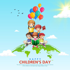 Obraz na płótnie Canvas happy children's day for international children celebration. vector illustration