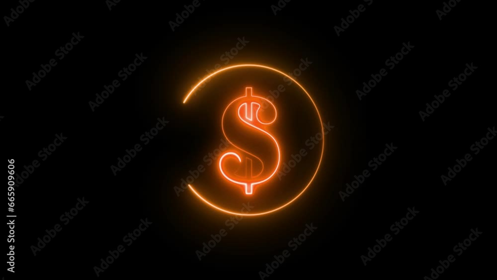 Poster a circle leon line in site dollar sign animation on the black background..