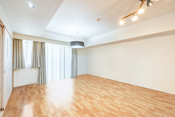 beautiful apartment, interior, big empty room bright