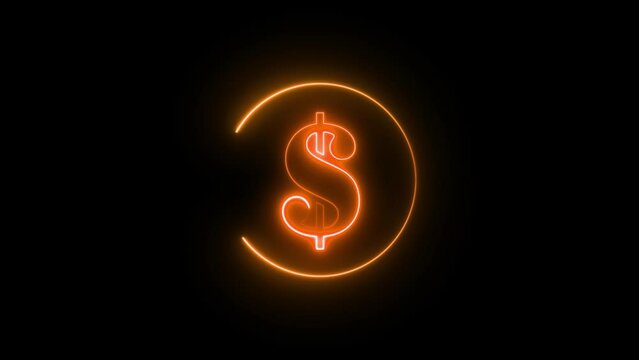 A circle leon line in site DOLLAR sign animation on the black background..