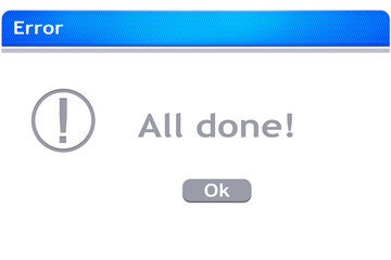 Digital png illustration of pop-up with error text on transparent background