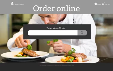 Rolgordijnen Digital png illustration of chef preparing dishes and order online text on transparent background © vectorfusionart