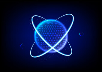 background with circles world light blue neon