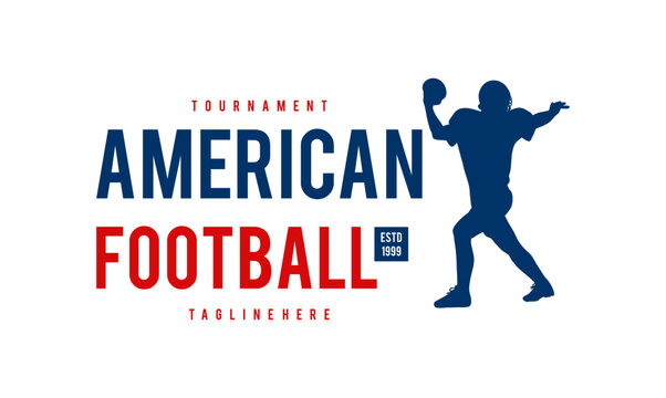 American football player silhouette logo  American Football tournament logo