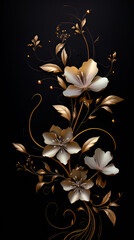 golden floral background | generative ai