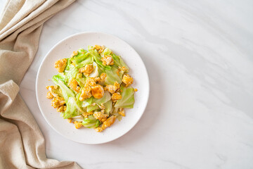 homemade stir-fried cabbage with egg