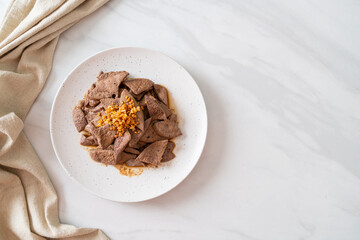homemade stir-fried pork liver with garlic