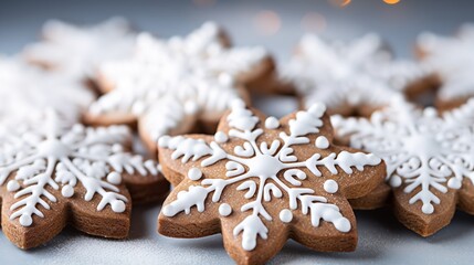 Obraz na płótnie Canvas Handmade gingerbread cookies for Christmas on a white setting, Generative AI.