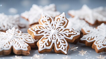 Fototapeta na wymiar Handmade gingerbread cookies for Christmas on a white setting, Generative AI.