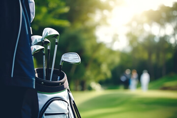 golf club and golf bag - Powered by Adobe