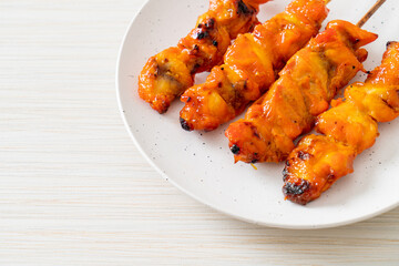 grilled chicken skewer yakitori serve in izakaya style