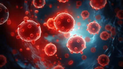 Closeup virus blood cells background.