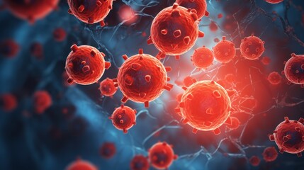 Closeup virus blood cells background.