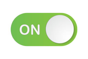 Gradient green ON Toggle switch button icon on transparent background