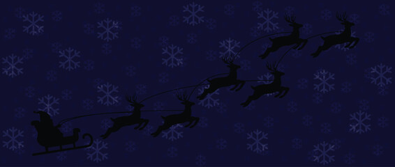 Christmas background. Christmas deer, Santa claus, santa Carriage, Greeting card, banner, poster,  header, holiday cover