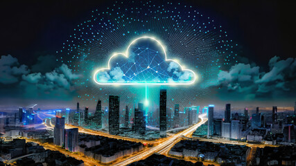 5G wireless network, high speed internet, cloud computing or connect diagram technology. Generative AI