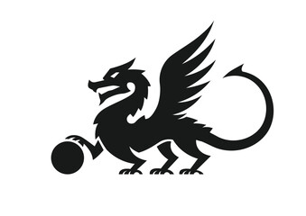 Heraldic Dragon with ball Silhouette