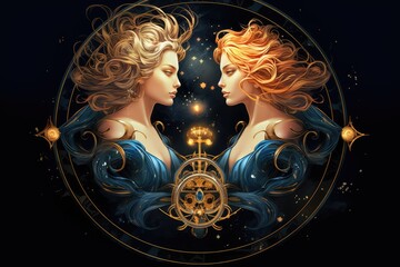 Zodiac Gemini Symbol Twins - obrazy, fototapety, plakaty