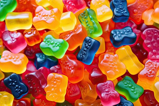 Gummy candy background. Generative AI image