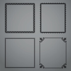 Set of decorative frames Elegant vector element for design in Eastern style, place for text. Floral black and gray borders. Lace illustration for invitations and greeting cards