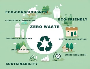 Zero waste concept  - The central goal of the zero waste philosophy is to reduce, and ideally eliminate, the amount of waste sent to landfills or incineration facilities - obrazy, fototapety, plakaty