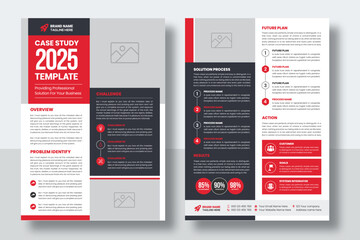 Case study template with Blue layout | Business Case Study Booklet | Double Side Flyer	